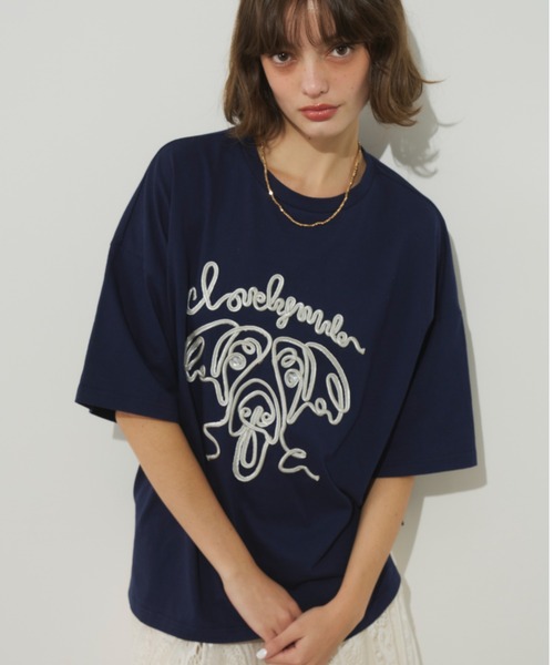 Unitage（ユニテージ）の「コード刺繍ワンニャンTEE（Tシャツ/カットソー・レディース・ネイビー/ホワイト・FREE）」の14枚目の写真