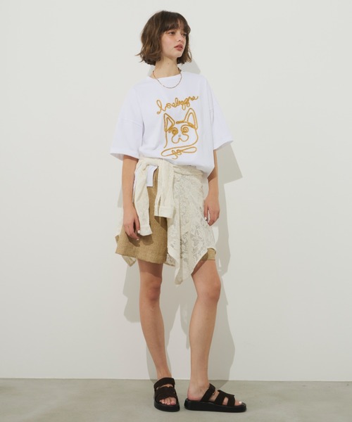 tシャツ コード刺繍ワンニャンTEE レディース コード刺繍ワンニャンTEE（Tシャツ/カットソー）｜Unitage