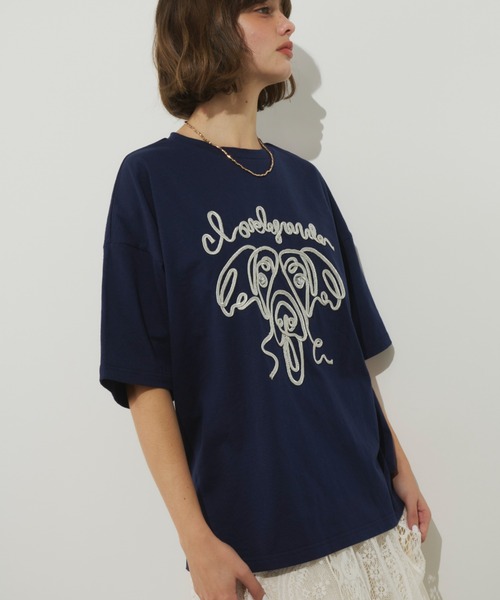 Unitage（ユニテージ）の「コード刺繍ワンニャンTEE（Tシャツ/カットソー・レディース・ネイビー/ホワイト・FREE）」の11枚目の写真