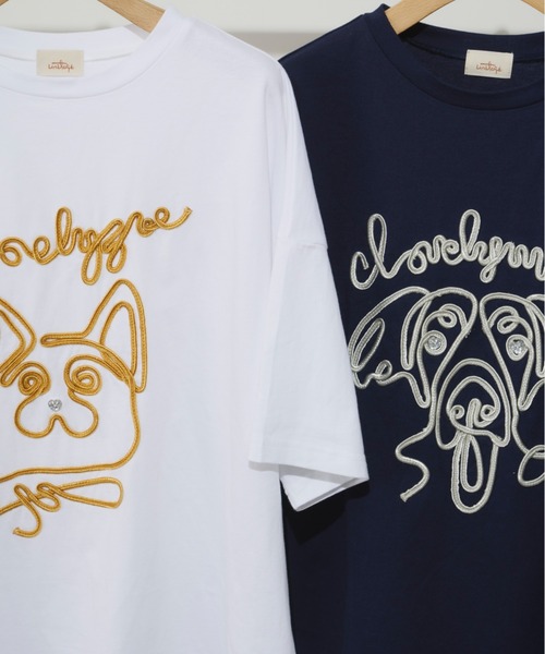 Unitage（ユニテージ）の「コード刺繍ワンニャンTEE（Tシャツ/カットソー・レディース・ネイビー/ホワイト・FREE）」の18枚目の写真