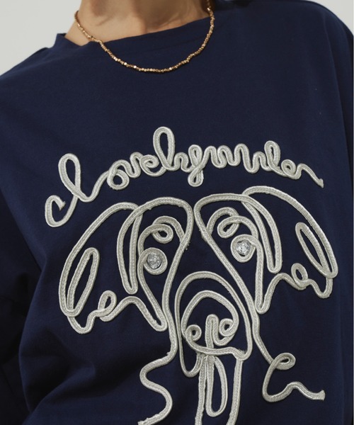 Unitage（ユニテージ）の「コード刺繍ワンニャンTEE（Tシャツ/カットソー・レディース・ネイビー/ホワイト・FREE）」の19枚目の写真