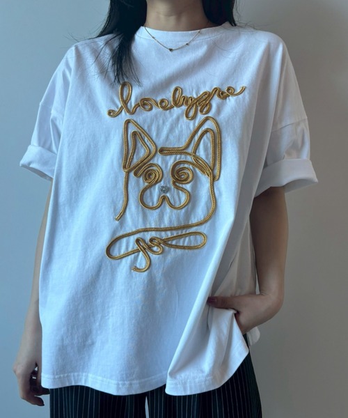 tシャツ コード刺繍ワンニャンTEE レディース コード刺繍ワンニャンTEE（Tシャツ/カットソー）｜Unitage