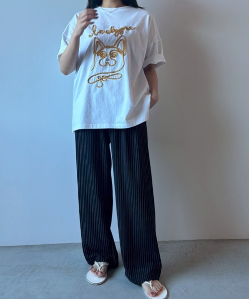 Unitage（ユニテージ）の「コード刺繍ワンニャンTEE（Tシャツ/カットソー・レディース・ネイビー/ホワイト・FREE）」の21枚目の写真