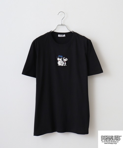 PEANUTS（ピーナッツ）の「PEANUTS JOE COOL柄 ワンポイントサガラ刺繍 天竺半袖Tシャツ（Tシャツ/カットソー・メンズ・ライトパープル/グレイッシュベージュ/ブラック・M/L/LL）」の14枚目の写真