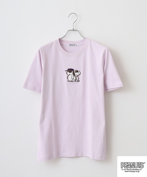 PEANUTS（ピーナッツ）の「PEANUTS JOE COOL柄 ワンポイントサガラ刺繍 天竺半袖Tシャツ（Tシャツ/カットソー・メンズ・ライトパープル/グレイッシュベージュ/ブラック・M/L/LL）」の15枚目の写真