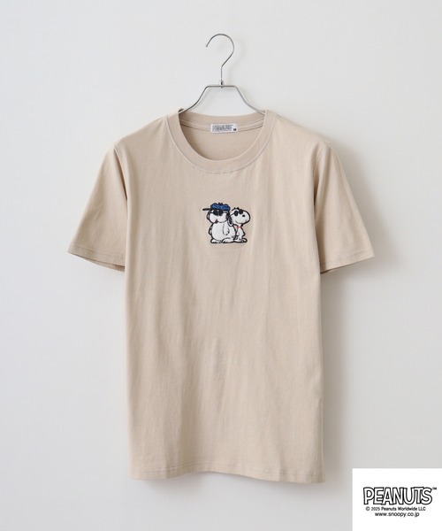 PEANUTS（ピーナッツ）の「PEANUTS JOE COOL柄 ワンポイントサガラ刺繍 天竺半袖Tシャツ（Tシャツ/カットソー・メンズ・ライトパープル/グレイッシュベージュ/ブラック・M/L/LL）」の16枚目の写真