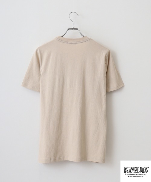 PEANUTS（ピーナッツ）の「PEANUTS JOE COOL柄 ワンポイントサガラ刺繍 天竺半袖Tシャツ（Tシャツ/カットソー・メンズ・ライトパープル/グレイッシュベージュ/ブラック・M/L/LL）」の4枚目の写真