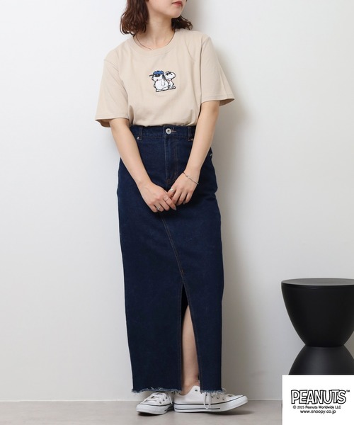 PEANUTS（ピーナッツ）の「PEANUTS JOE COOL柄 ワンポイントサガラ刺繍 天竺半袖Tシャツ（Tシャツ/カットソー・メンズ・ライトパープル/グレイッシュベージュ/ブラック・M/L/LL）」の9枚目の写真