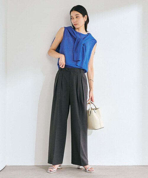 green label relaxing（グリーンレーベルリラクシング）の「シャーリー ハリヌキ フレンチスリーブ プルオーバー ニット -ウォッシャブル-（ニット/セーター・レディース・ブラック/ホワイト/ダークブラウン/コバルトブルー・FREE）」の6枚目の写真