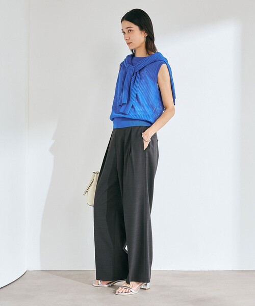 green label relaxing（グリーンレーベルリラクシング）の「シャーリー ハリヌキ フレンチスリーブ プルオーバー ニット -ウォッシャブル-（ニット/セーター・レディース・ブラック/ホワイト/ダークブラウン/コバルトブルー・FREE）」の7枚目の写真