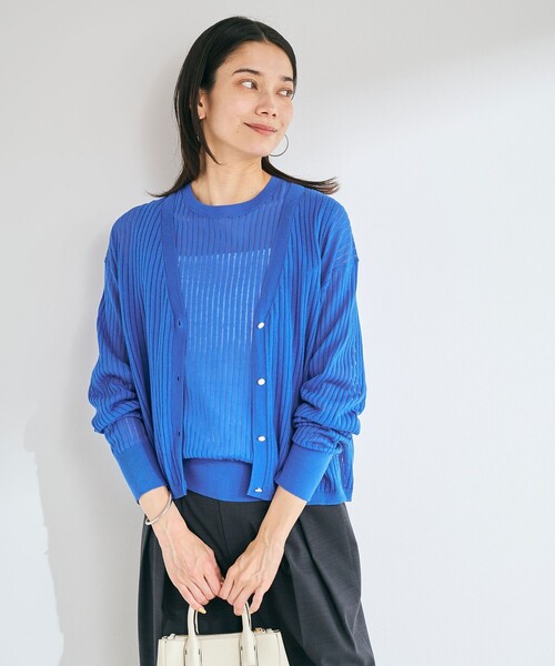 green label relaxing（グリーンレーベルリラクシング）の「シャーリー ハリヌキ フレンチスリーブ プルオーバー ニット -ウォッシャブル-（ニット/セーター・レディース・ブラック/ホワイト/ダークブラウン/コバルトブルー・FREE）」の8枚目の写真