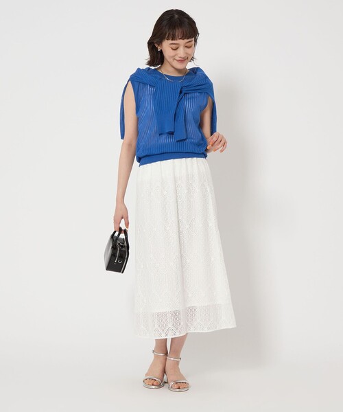 green label relaxing（グリーンレーベルリラクシング）の「シャーリー ハリヌキ フレンチスリーブ プルオーバー ニット -ウォッシャブル-（ニット/セーター・レディース・ブラック/ホワイト/ダークブラウン/コバルトブルー・FREE）」の11枚目の写真