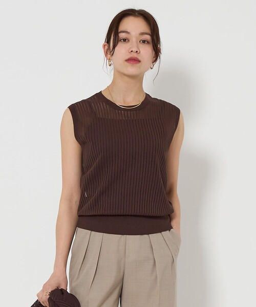 green label relaxing（グリーンレーベルリラクシング）の「シャーリー ハリヌキ フレンチスリーブ プルオーバー ニット -ウォッシャブル-（ニット/セーター・レディース・ブラック/ホワイト/ダークブラウン/コバルトブルー・FREE）」の16枚目の写真