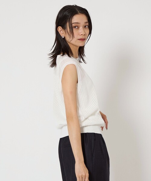 green label relaxing（グリーンレーベルリラクシング）の「シャーリー ハリヌキ フレンチスリーブ プルオーバー ニット -ウォッシャブル-（ニット/セーター・レディース・ブラック/ホワイト/ダークブラウン/コバルトブルー・FREE）」の19枚目の写真