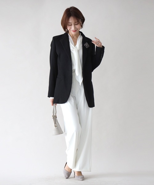 Ehre style(エーレスタイル)の「お尻が隠れるお仕事に最適定番ジャケット(テーラードジャケット・レディース・チャコールグレー/ブルー/アイボリー/ブラック・FREE)」の6枚目の写真