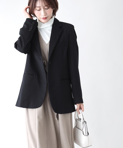 Ehre style(エーレスタイル)の「お尻が隠れるお仕事に最適定番ジャケット(テーラードジャケット・レディース・チャコールグレー/ブルー/アイボリー/ブラック・FREE)」の10枚目の写真