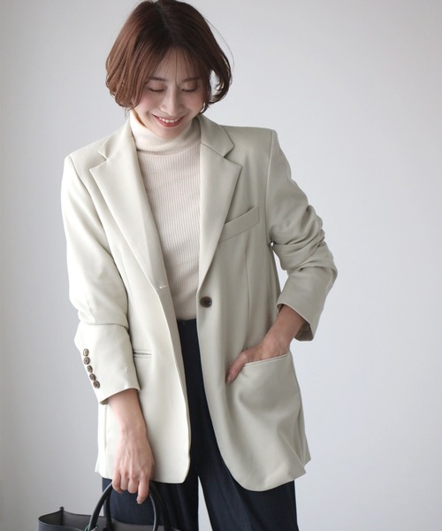 Ehre style(エーレスタイル)の「お尻が隠れるお仕事に最適定番ジャケット(テーラードジャケット・レディース・チャコールグレー/ブルー/アイボリー/ブラック・FREE)」の19枚目の写真