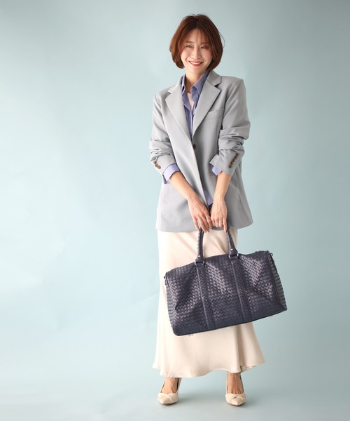 Ehre style(エーレスタイル)の「お尻が隠れるお仕事に最適定番ジャケット(テーラードジャケット・レディース・チャコールグレー/ブルー/アイボリー/ブラック・FREE)」の15枚目の写真