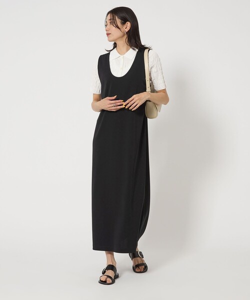 green label relaxing（グリーンレーベルリラクシング）の「リーン カット ワンピース（ワンピース・レディース・ナチュラル/ブラック/ブラウン・FREE）」の4枚目の写真