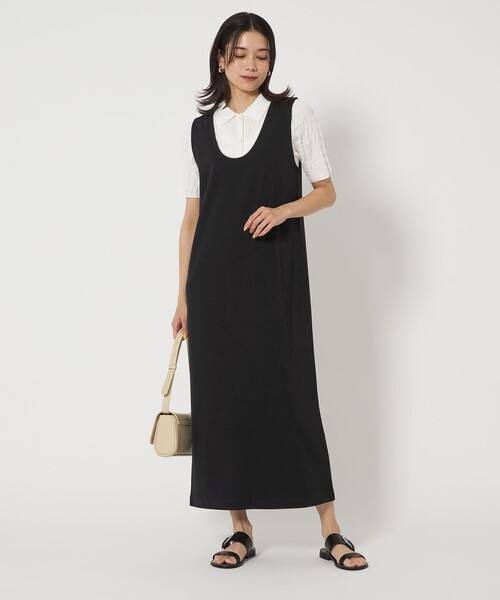 green label relaxing（グリーンレーベルリラクシング）の「リーン カット ワンピース（ワンピース・レディース・ナチュラル/ブラック/ブラウン・FREE）」の7枚目の写真