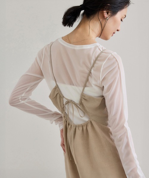 ROPE'(ロペ)の「【WEB・一部店舗限定】リネンライクキャミソールワンピース/洗える(ワンピース・レディース・ベージュ系その他2/グレー・FREE)」の1枚目の写真