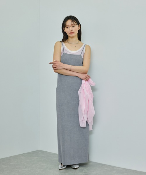 ROPE'(ロペ)の「【WEB・一部店舗限定】リネンライクキャミソールワンピース/洗える(ワンピース・レディース・ベージュ系その他2/グレー・FREE)」の3枚目の写真