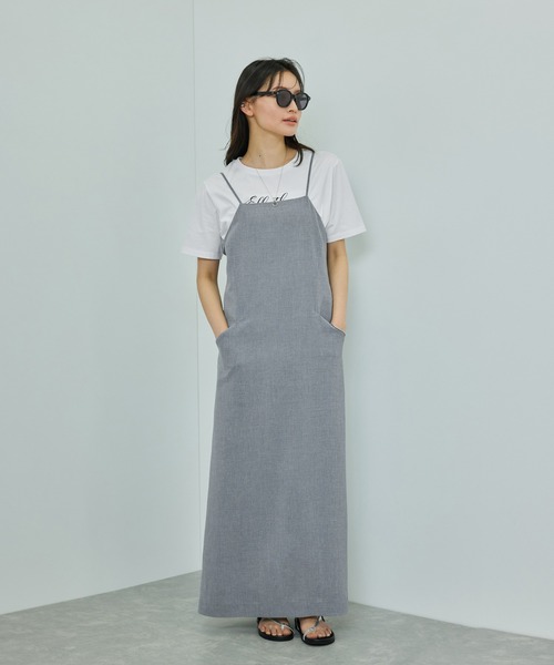 ROPE'(ロペ)の「【WEB・一部店舗限定】リネンライクキャミソールワンピース/洗える(ワンピース・レディース・ベージュ系その他2/グレー・FREE)」の6枚目の写真