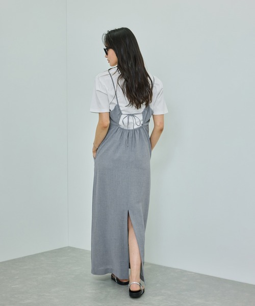 ROPE'(ロペ)の「【WEB・一部店舗限定】リネンライクキャミソールワンピース/洗える(ワンピース・レディース・ベージュ系その他2/グレー・FREE)」の7枚目の写真