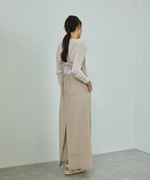 ROPE'(ロペ)の「【WEB・一部店舗限定】リネンライクキャミソールワンピース/洗える(ワンピース・レディース・ベージュ系その他2/グレー・FREE)」の9枚目の写真
