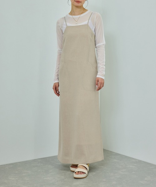 ROPE'(ロペ)の「【WEB・一部店舗限定】リネンライクキャミソールワンピース/洗える(ワンピース・レディース・ベージュ系その他2/グレー・FREE)」の15枚目の写真