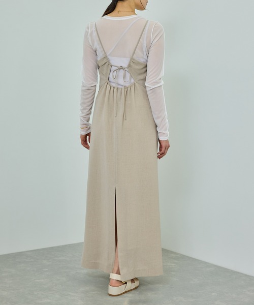 ROPE'(ロペ)の「【WEB・一部店舗限定】リネンライクキャミソールワンピース/洗える(ワンピース・レディース・ベージュ系その他2/グレー・FREE)」の17枚目の写真