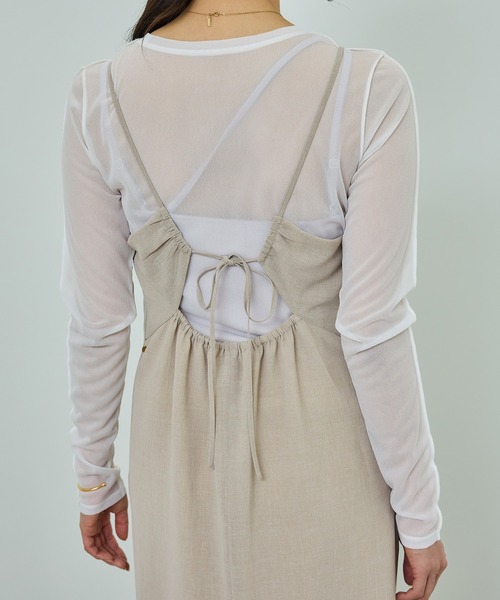 ROPE'(ロペ)の「【WEB・一部店舗限定】リネンライクキャミソールワンピース/洗える(ワンピース・レディース・ベージュ系その他2/グレー・FREE)」の18枚目の写真