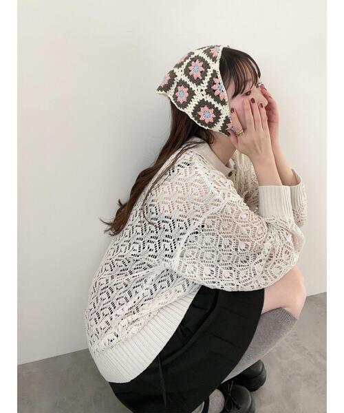 ehka sopo（エヘカソポ）の「花柄バブーシュカ（ハット・レディース・ミント/ブラック/キナリ/モカ・F）」の4枚目の写真