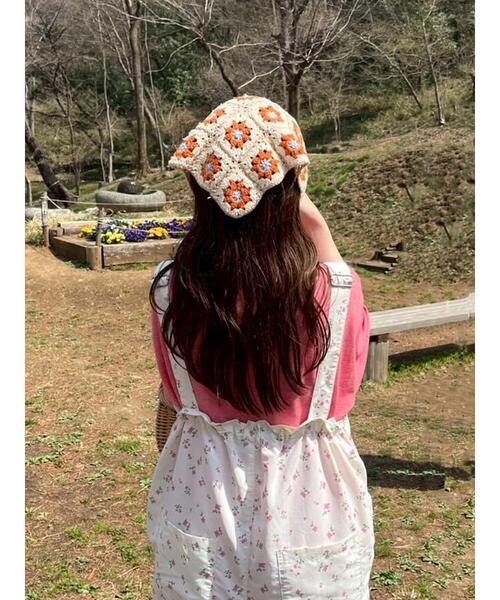 ehka sopo（エヘカソポ）の「花柄バブーシュカ（ハット・レディース・ミント/ブラック/キナリ/モカ・F）」の9枚目の写真