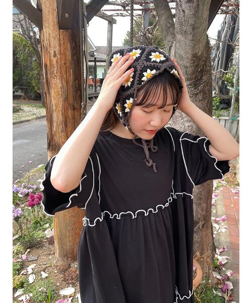 ehka sopo（エヘカソポ）の「花柄バブーシュカ（ハット・レディース・ミント/ブラック/キナリ/モカ・F）」の12枚目の写真