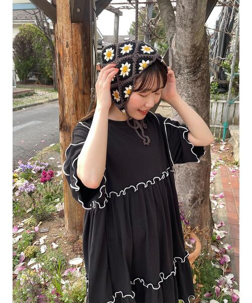 ehka sopo（エヘカソポ）の「花柄バブーシュカ（ハット・レディース・ミント/ブラック/キナリ/モカ・F）」の13枚目の写真