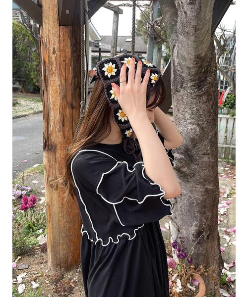 ehka sopo（エヘカソポ）の「花柄バブーシュカ（ハット・レディース・ミント/ブラック/キナリ/モカ・F）」の14枚目の写真