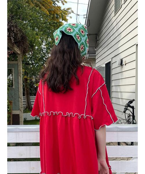 ehka sopo（エヘカソポ）の「花柄バブーシュカ（ハット・レディース・ミント/ブラック/キナリ/モカ・F）」の18枚目の写真