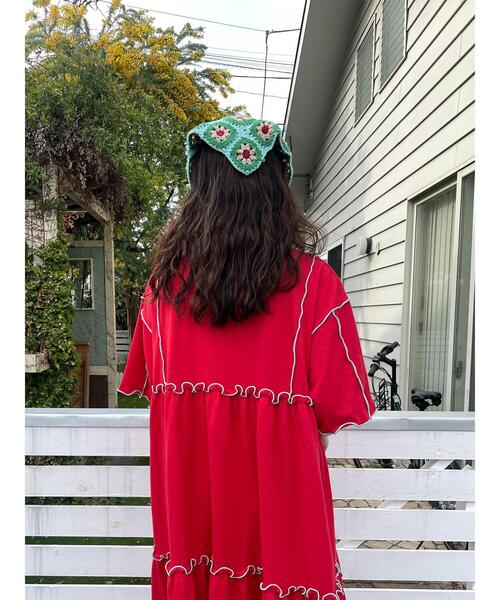 ehka sopo（エヘカソポ）の「花柄バブーシュカ（ハット・レディース・ミント/ブラック/キナリ/モカ・F）」の19枚目の写真