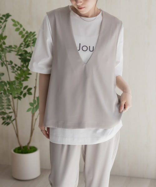 HusHusH（ハッシュアッシュ）の「HusHusH 冷感ノーカラージレ（ベスト・レディース・ブラック/ベージュ・M/L）」の2枚目の写真