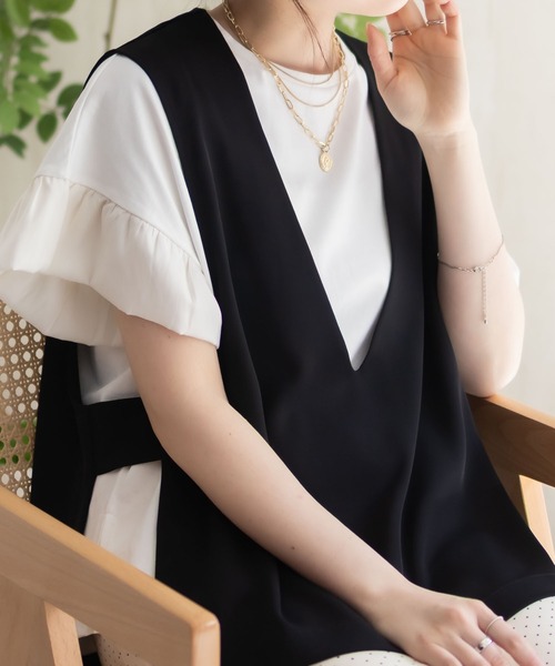 HusHusH（ハッシュアッシュ）の「HusHusH 冷感ノーカラージレ（ベスト・レディース・ブラック/ベージュ・M/L）」の10枚目の写真