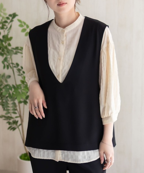 HusHusH（ハッシュアッシュ）の「HusHusH 冷感ノーカラージレ（ベスト・レディース・ブラック/ベージュ・M/L）」の6枚目の写真