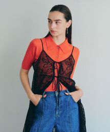 YECCA VECCA | 衿付きシアーニットカーディガン(カーディガン/ボレロ)