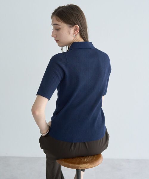 YECCA VECCA（イェッカヴェッカ）の「衿付きシアーニットカーディガン（カーディガン/ボレロ・レディース・ネイビー/アイボリー/オレンジ・FREE）」の10枚目の写真