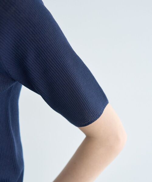 YECCA VECCA（イェッカヴェッカ）の「衿付きシアーニットカーディガン（カーディガン/ボレロ・レディース・ネイビー/アイボリー/オレンジ・FREE）」の12枚目の写真