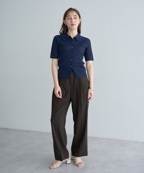 YECCA VECCA（イェッカヴェッカ）の「衿付きシアーニットカーディガン（カーディガン/ボレロ・レディース・ネイビー/アイボリー/オレンジ・FREE）」の17枚目の写真