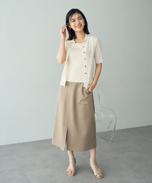 YECCA VECCA（イェッカヴェッカ）の「衿付きシアーニットカーディガン（カーディガン/ボレロ・レディース・ネイビー/アイボリー/オレンジ・FREE）」の22枚目の写真