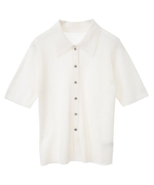 YECCA VECCA（イェッカヴェッカ）の「衿付きシアーニットカーディガン（カーディガン/ボレロ・レディース・ネイビー/アイボリー/オレンジ・FREE）」の4枚目の写真