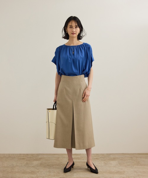 ROPE'(ロペ)の「【洗える】クリア天竺ギャザー半袖プルオーバー/お仕事服(Tシャツ/カットソー・レディース・ホワイト/ブラック/カーキ/ブルー・FREE)」の7枚目の写真