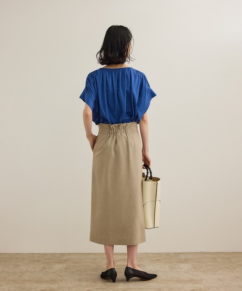 ROPE'(ロペ)の「【洗える】クリア天竺ギャザー半袖プルオーバー/お仕事服(Tシャツ/カットソー・レディース・ホワイト/ブラック/カーキ/ブルー・FREE)」の8枚目の写真